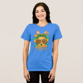  Sister Rabbit with Glasses Custom Art Print Tri-Blend Shirt (Voorkant volledig)