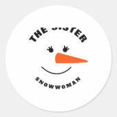 Sister Snowman Face Squad Matching Family Costume Ronde Sticker (Voorkant)