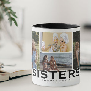 SISTERS 8 Foto Collage Modern Gift Mok