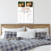 Sisters Are Different Flowers Custom Photo & Names Canvas Afdruk (Insitu (Slaapkamer))