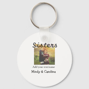 Sisters besties BFF voeg foto naam familie toe Sleutelhanger