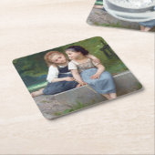 Sisters, Bouguereau Vierkante Kartonnen Onderzetter (Schuin)