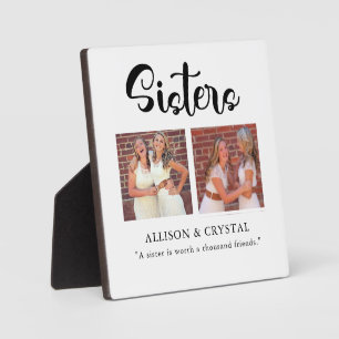 Sisters Calligrafie 2 Foto Collage Quote Sibling Fotoplaat