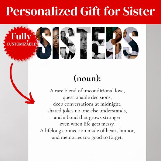 SISTERS Definition Poster – Unique Gift for Her