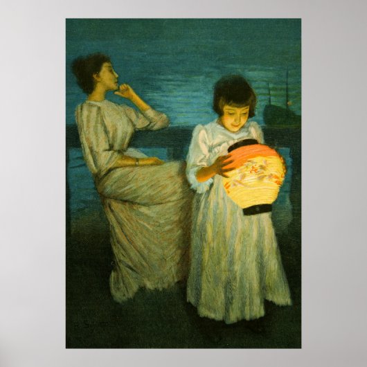 Sisters Evening Lantern Sclittgen  Art Girl Poster (Voorkant)