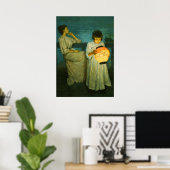 Sisters Evening Lantern Sclittgen  Art Girl Poster (Thuiskantoor)
