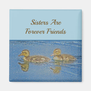 Sisters for ever Friends Ducklings Mosaic Sibling Magneet