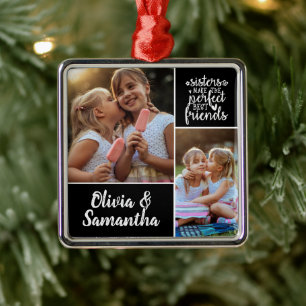 Sisters Foto Collage Best Friends Trendy Metalen Ornament