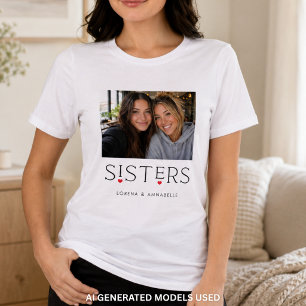 Sisters Heart Typografie Witte Foto Tri-Blend Shirt
