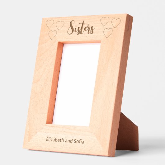 Sisters in Cursive Script Names with Hearts Gegraveerde Lijstjes (Links)