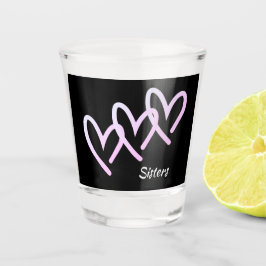 Sisters Love Black Heart Shot Glass Shot Glas