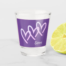 Sisters Love Paars Heart Shot Glass Shot Glas
