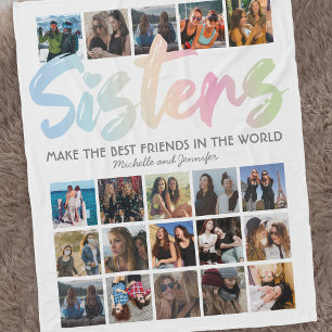 Sisters Pastel Rainbow Foto Fleece Deken