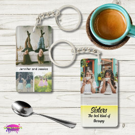Sisters Photo Collage with Names, Best Therapy Sleutelhanger