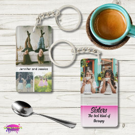 Sisters Photo Collage with Names, Best Therapy Sleutelhanger