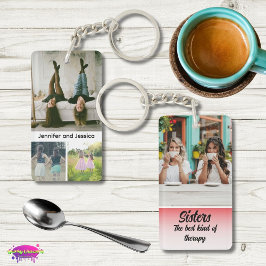 Sisters Photo Collage with Names, Best Therapy Sleutelhanger