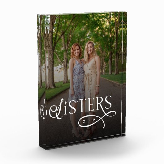 Sisters Photo Personalized Monogram Fotoblokken (Links)