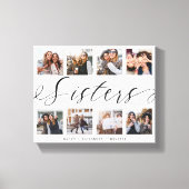 Sisters Script | Gift for Sisters Photo Collage Canvas Afdruk (Voorkant)
