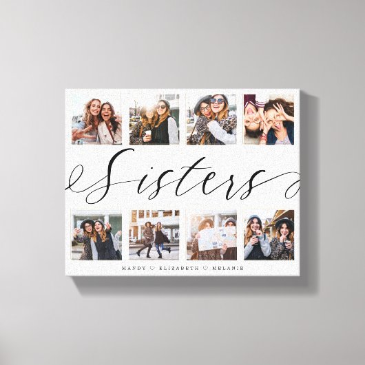 Sisters Script | Gift for Sisters Photo Collage Canvas Afdruk (Voorkant)