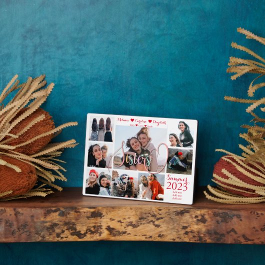 Sisters Script Keepomwille Gift Photo Collage Plaq Fotoplaat (Zijkant)