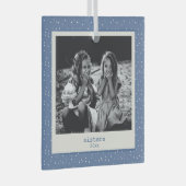 Sisters Simple Modern Blue Dots Customized Photo Glas Ornament (Voorkant Rechts)