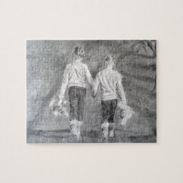 Sisters tekenen legpuzzel