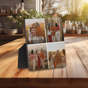 Sisters Trendy Typografie 4 Foto's Keepsake Fotoplaat