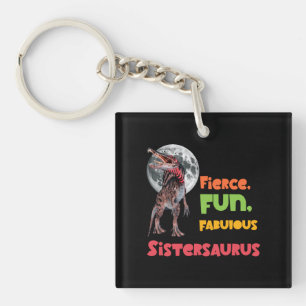 Sistersaurus Overeenkomende Zusters Dino Troep Ont Sleutelhanger