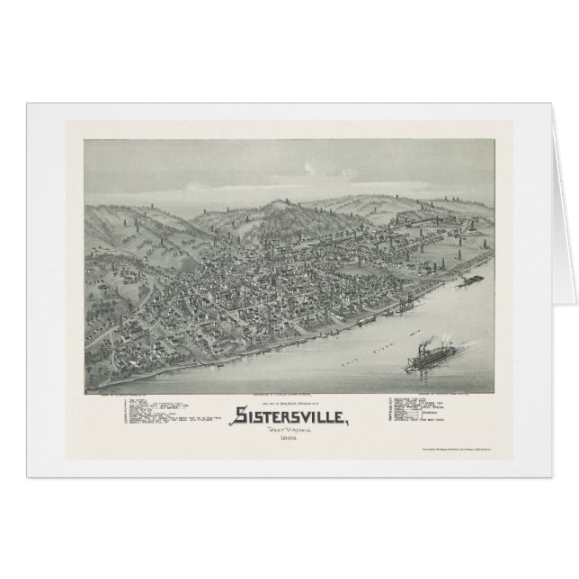 Sistersville, carte panoramique de WV - 1896 (Devant horizontal)