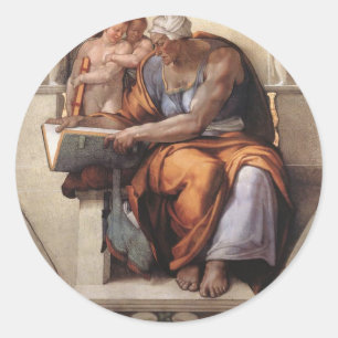 Sistine Chapel Ceiling: Cumaean Sibyl Michelangelo Ronde Sticker