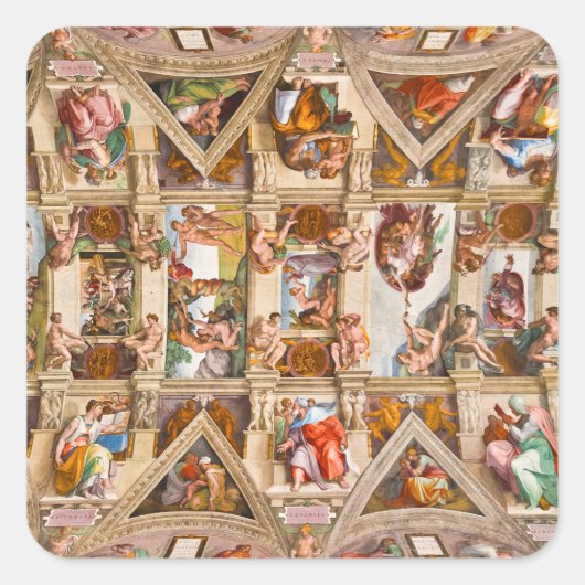 Sistine Chapel Ceiling door Michelangelo Vierkante Sticker (Voorkant)