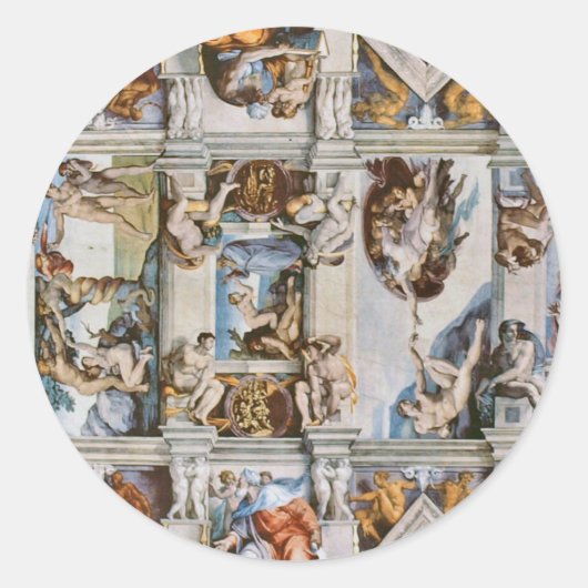 Sistine Chapel Ceiling Michelangelo Ronde Sticker (Voorkant)