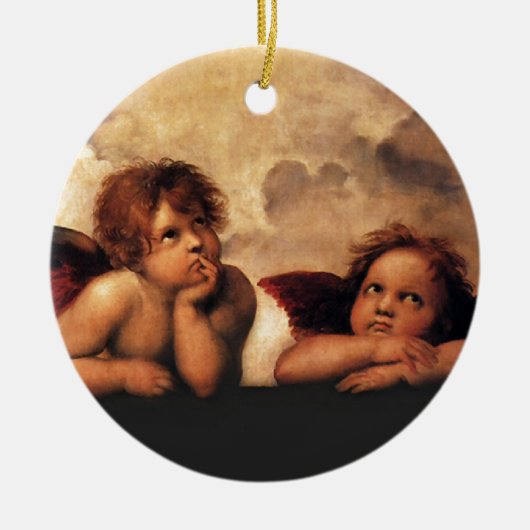Sistine Madonna 2 Angels door Raphael Keramisch Ornament (Voorkant)