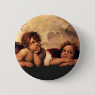 Sistine Madonna 2 Angels door Raphael Ronde Button 5,7 Cm