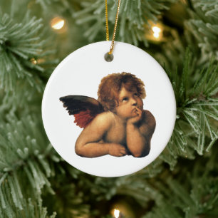 Sistine Madonna, Angels detail van Raphael Sanzio Keramisch Ornament