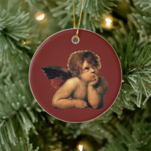 Sistine Madonna, Angels detail van Raphael Sanzio Keramisch Ornament