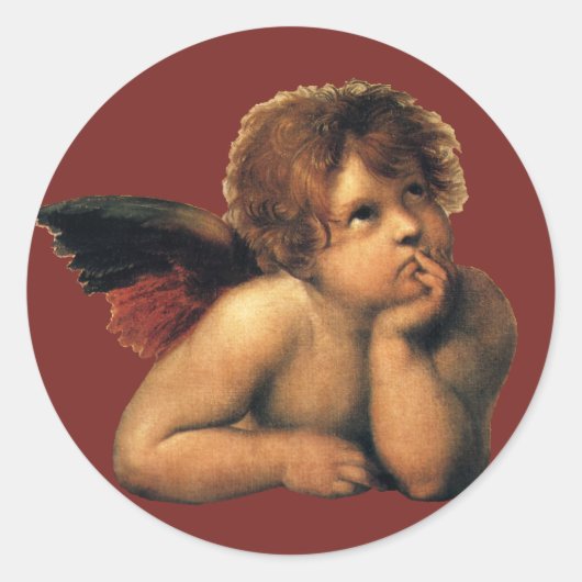 Sistine Madonna, Angels detail van Raphael Sanzio Ronde Sticker (Voorkant)