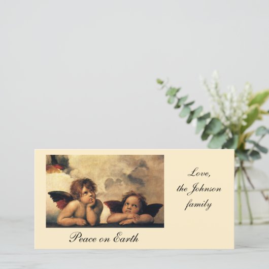 Sistine Madonna Angels door Raphael Sanzio Feestdagenkaart (Staand voorkant)