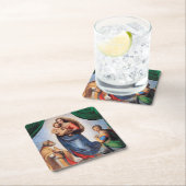 Sistine Madonna, Raphael Vierkante Kartonnen Onderzetter (Insitu)