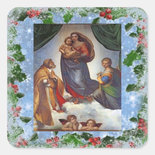 Sistine Madonna Sticker de Noël (Devant)