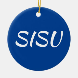 SISU-Ornament (Ronde; Blauw; Fins Ornament) Keramisch Ornament