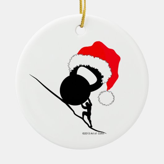 Sisyphus Kettlebell Vrolijk kerstfeest Keramisch Ornament (Voorkant)