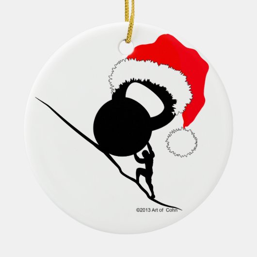 Sisyphus Kettlebell Vrolijk kerstfeest Keramisch Ornament (Voorkant)
