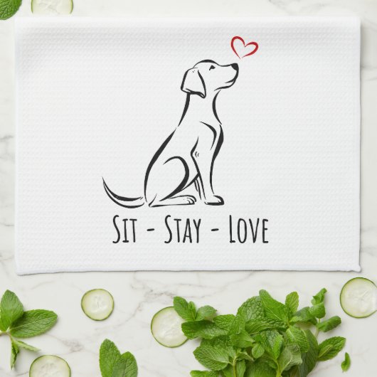 Sit-Stay-Love Labrador Theedoek (Gevouwen)