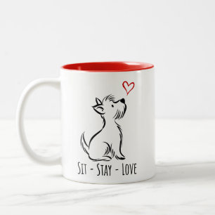 Sit-Stay-Love Westie Tweekleurige Koffiemok