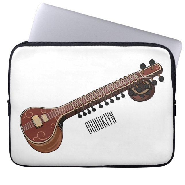 Sitar cartoon illustratie laptop sleeve (Voorkant)