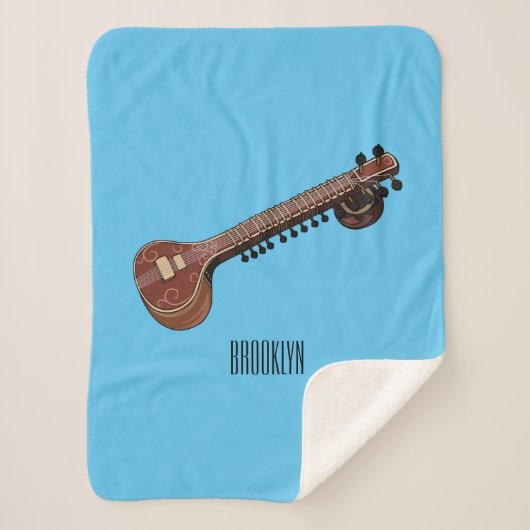 Sitar cartoon illustratie sherpa deken (Voorkant)