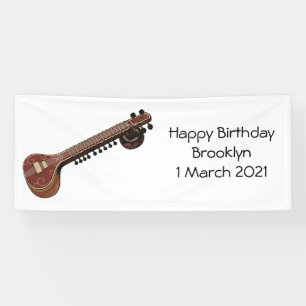 Sitar cartoon illustratie spandoek