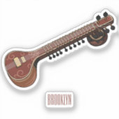 Sitar cartoon illustratie sticker (Voorkant)