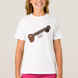 Sitar cartoon illustratie t-shirt